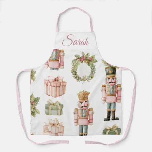Pastel Pink Nutcracker Custom Christmas Apron Schürze (Vorderseite)