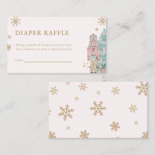 Pastel Pink Nutcracker Diaper Raffle Card Baby  Begleitkarte (Vorne/Hinten)