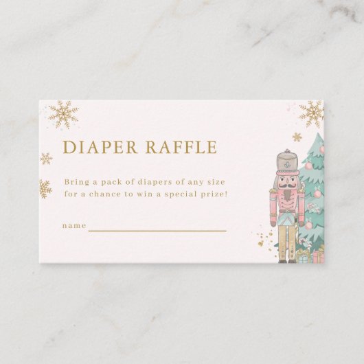 Pastel Pink Nutcracker Diaper Raffle Card Baby  Begleitkarte (Vorderseite)