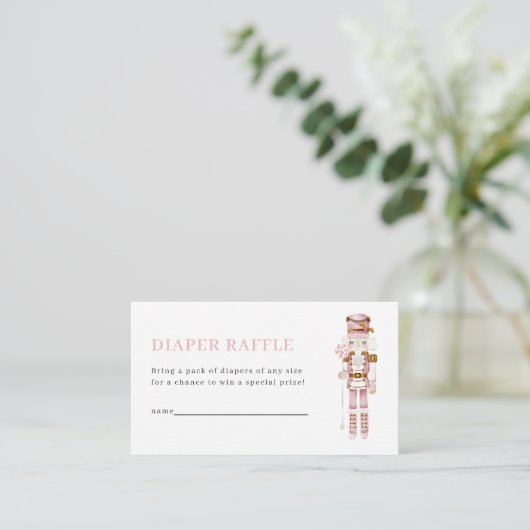 Pastel Pink Nutcracker Diaper Raffle Card Begleitkarte (Stehend Vorderseite)