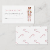 Pastel Pink Nutcracker Diaper Raffle Card Begleitkarte (Vorne/Hinten)