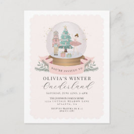 Pastel Pink Nutcracker zum ersten Geburtstag einla Postkarte