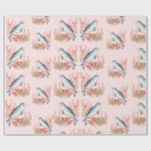 Pastel Pink Ocean Baby Narwhal farbenfrohe Muschel Geschenkpapier (Flach)