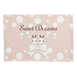 Pastel Pink Off-White Ribbon Niedlich Twin Bunny G Kissenbezug