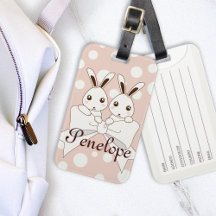 Pastel Pink Off-White Ribbon Niedlich Twin Bunny K