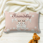 Pastel Pink Off-White Ribbon Niedlich Twin Bunny K Lendenkissen