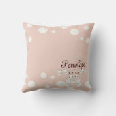 Pastel Pink Off-White Ribbon Twin Bunny Girls Kind Kissen (Rückseite)