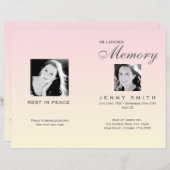 Pastel Pink Ombré Order of Service Funeral Program (Vorne/Hinten)