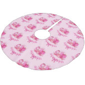 Pastel Pink Ornament Holiday Tree Skirt Polyester Weihnachtsbaumdecke (Schrägansicht)