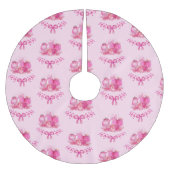 Pastel Pink Ornament Holiday Tree Skirt Polyester Weihnachtsbaumdecke (Vorderseite)