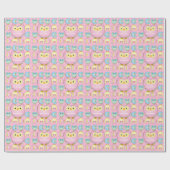 Pastel Pink Owl Baby Dusche Thema Geschenkpapier (Flach)