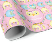 Pastel Pink Owl Baby Dusche Thema Geschenkpapier (Rolleneckpunkt)