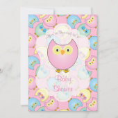 Pastel Pink Owl Babydusche Einladung (Vorderseite)