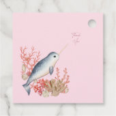 Pastel Pink Ozean Narwhal Muscheln Kinderdusche Geschenkanhänger (Rückseite)