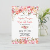 Pastel Pink Peach Rose Blumenzwiebeleinladung Einladung (Stehend Vorderseite)