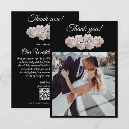 Pastel Pink Peony-Foto Hochzeit- Dankeskarte (Vorne/Hinten)