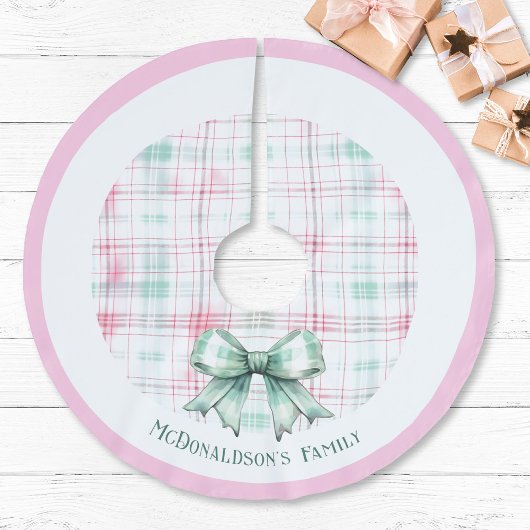 Pastel Pink Personalisiert Name Weihnachten Polyester Weihnachtsbaumdecke