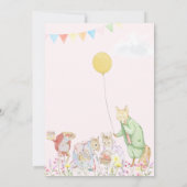 Pastel Pink Peter der Rabbit Friends Kinderdusche Einladung (Rückseite)