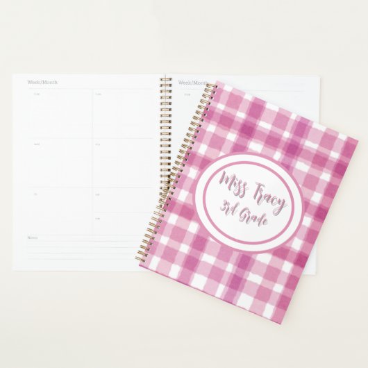 Pastel Pink Plaid Custom Planer (Anzeige)