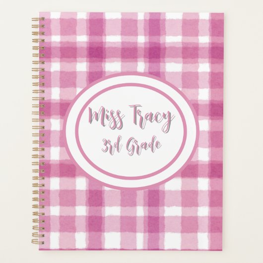Pastel Pink Plaid Custom Planer (Vorderseite)