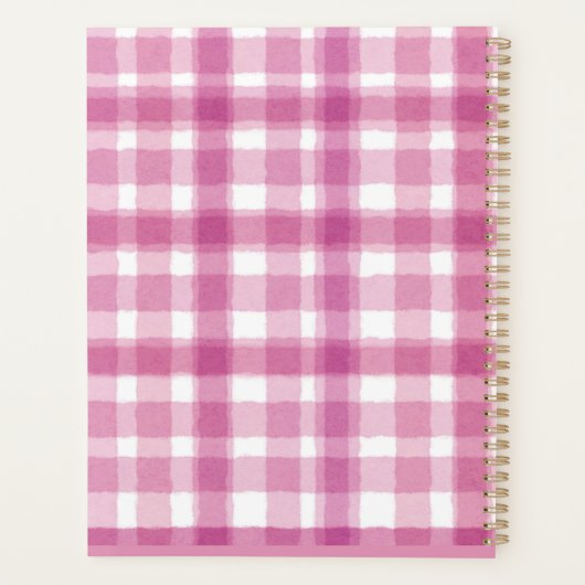Pastel Pink Plaid Custom Planer (Rückseite)