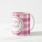 Pastel Pink Plaid Custom  Zweifarbige Tasse (VorderseiteRechts)