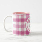 Pastel Pink Plaid Custom  Zweifarbige Tasse (Links)