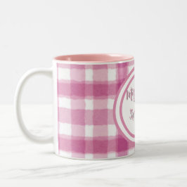Pastel Pink Plaid Custom  Zweifarbige Tasse