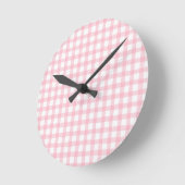 Pastel Pink Plaid – Soft Aesthetic Seamless Runde Wanduhr (Winkel)