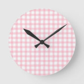 Pastel Pink Plaid – Soft Aesthetic Seamless Runde Wanduhr (Vorderseite)