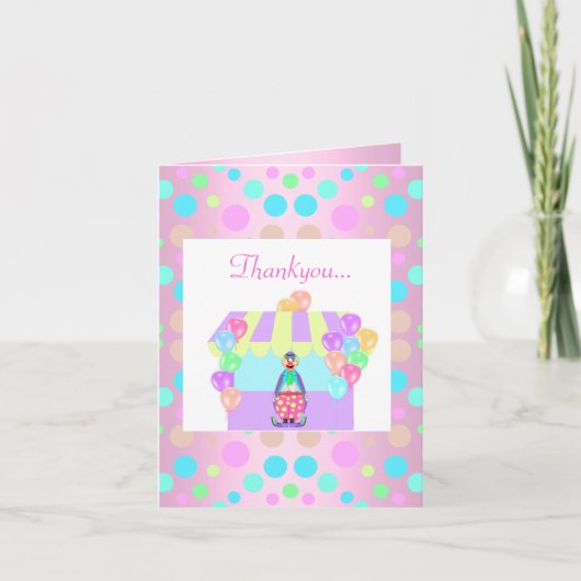 PASTEL PINK POLKA DOT CIRCUS DANK IHRER KARTE (Vorderseite)