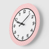 Pastel Pink Polka Dot Große Wanduhr (Winkel)