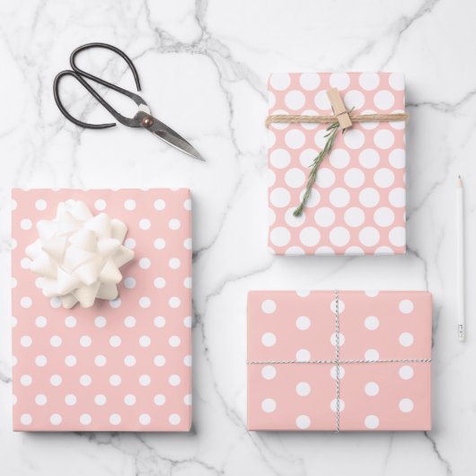 Pastel Pink Polka Dot Wrapping Paper Sheets Geschenkpapier Set (Vorderseite)