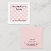 Pastel Pink Polka Dots Handgemachte Schmuckdarstel Quadratische Visitenkarte (Vorne/Hinten)