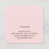 Pastel Pink Polka Dots Handgemachte Schmuckdarstel Quadratische Visitenkarte (Rückseite)