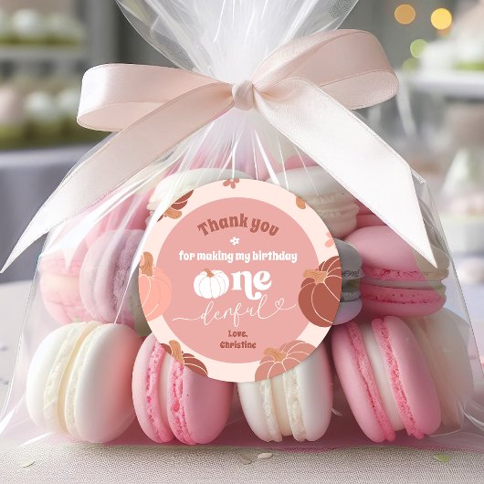 Pastel Pink Pumpkin 1. Geburtstag Danke Sticker