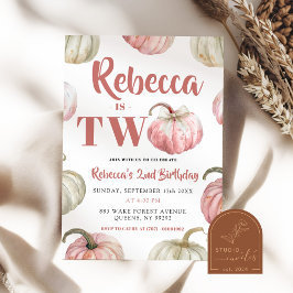 Pastel Pink Pumpkin Girl 2. Geburtstag Einladung