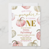 Pastel Pink Pumpkin macht einen Geburtstag Einladung (Vorderseite)