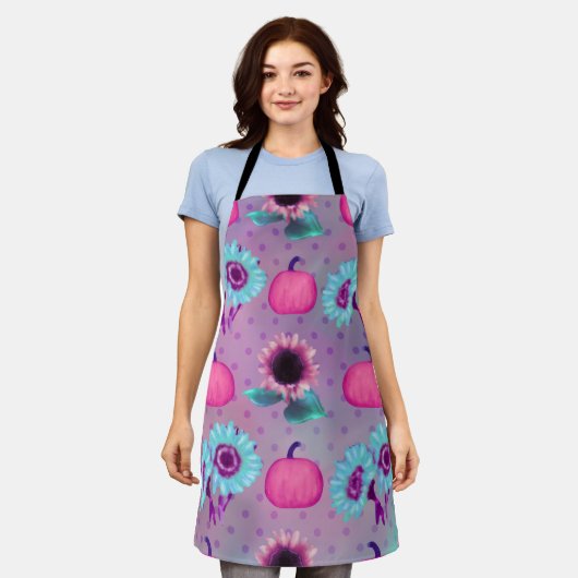 PASTEL PINK PUMPKINS & AQUA MUMS BLUME SCHÜRZE (Getragen)