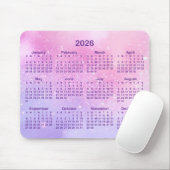 Pastel Pink Purple Glitter 2026 Calendar Mousepad (Mit Mouse)