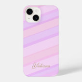 Pastel Pink Purple Striped Cute Girly Design iPhone Hülle (Rückseite)