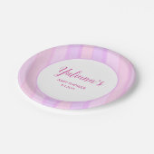 Pastel Pink Purple Striped Cute Girly Design Pappteller (Schrägansicht)
