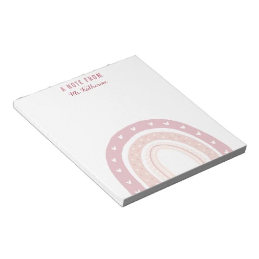 Pastel Pink Rainbow Boho Notizblock (angewinkelt)