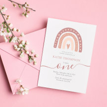 Pastel Pink Rainbow Boho Virtueller erster Geburts