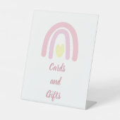 Pastel Pink Rainbow Girl Babyduschkarten Sockelschild (Vorderseite)