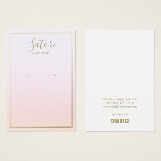 Pastel Pink Rainbow Ombre Script Earring Display (Vorne & Hinten)