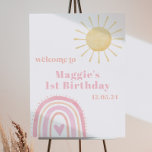 Pastel Pink Rainbow Sun 1. Geburtstag Begrüßungsze Poster<br><div class="desc">Kleine Miss ONEderful - Mädchen 1. Geburtstagseinladung mit pastellbraunem Regenbogen und pastellfarbener Sonne. Ein fröhliches und fröhliches Willkommenszeichen für die erste Geburtstagsfeier Ihres kleinen Mädchens.</div>