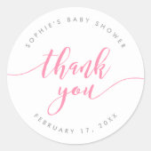 Pastel Pink Relax Script Vielen Dank Runder Aufkleber (Vorderseite)