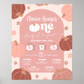 Pastel Pink Retro Pumpkin Erster Geburtstag Meilen Poster (Vorne)