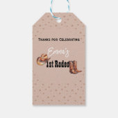 Pastel Pink Rodeo Western Cowgirl 1. Geburtstag Geschenkanhänger (Rückseite)
